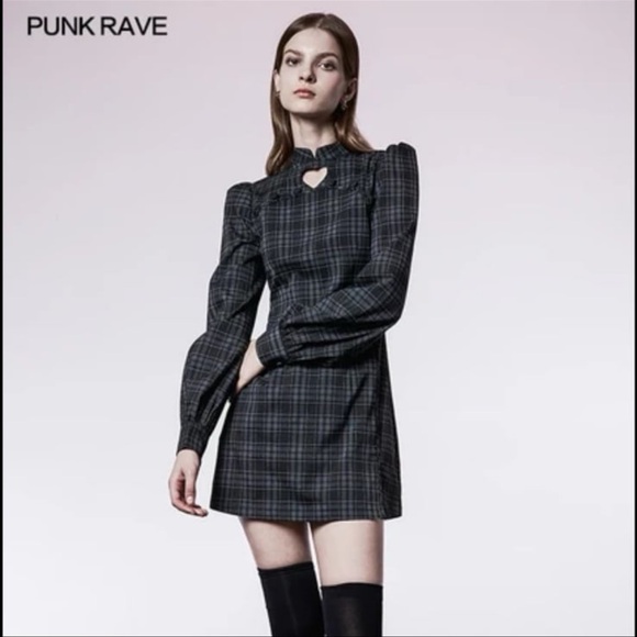 NWT Punk Rave Plaid Heart Cut Out Mini Dress | Small - Picture 1 of 10